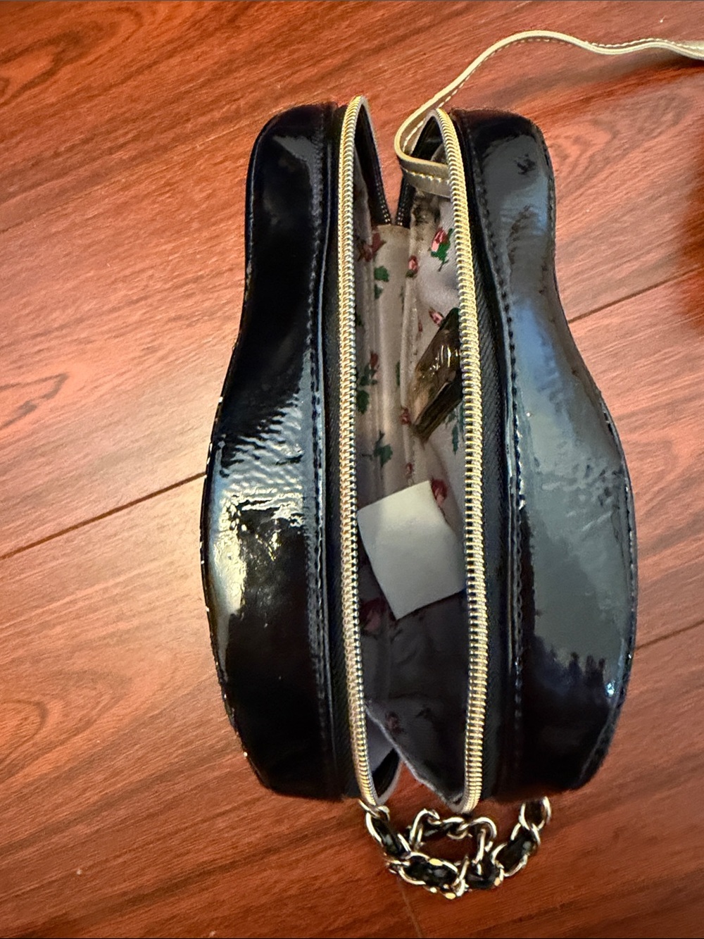 Betsey Johnson Black Patent Doll Face Wristlet with Yellow and Pink Accents - Picture 7 of 11